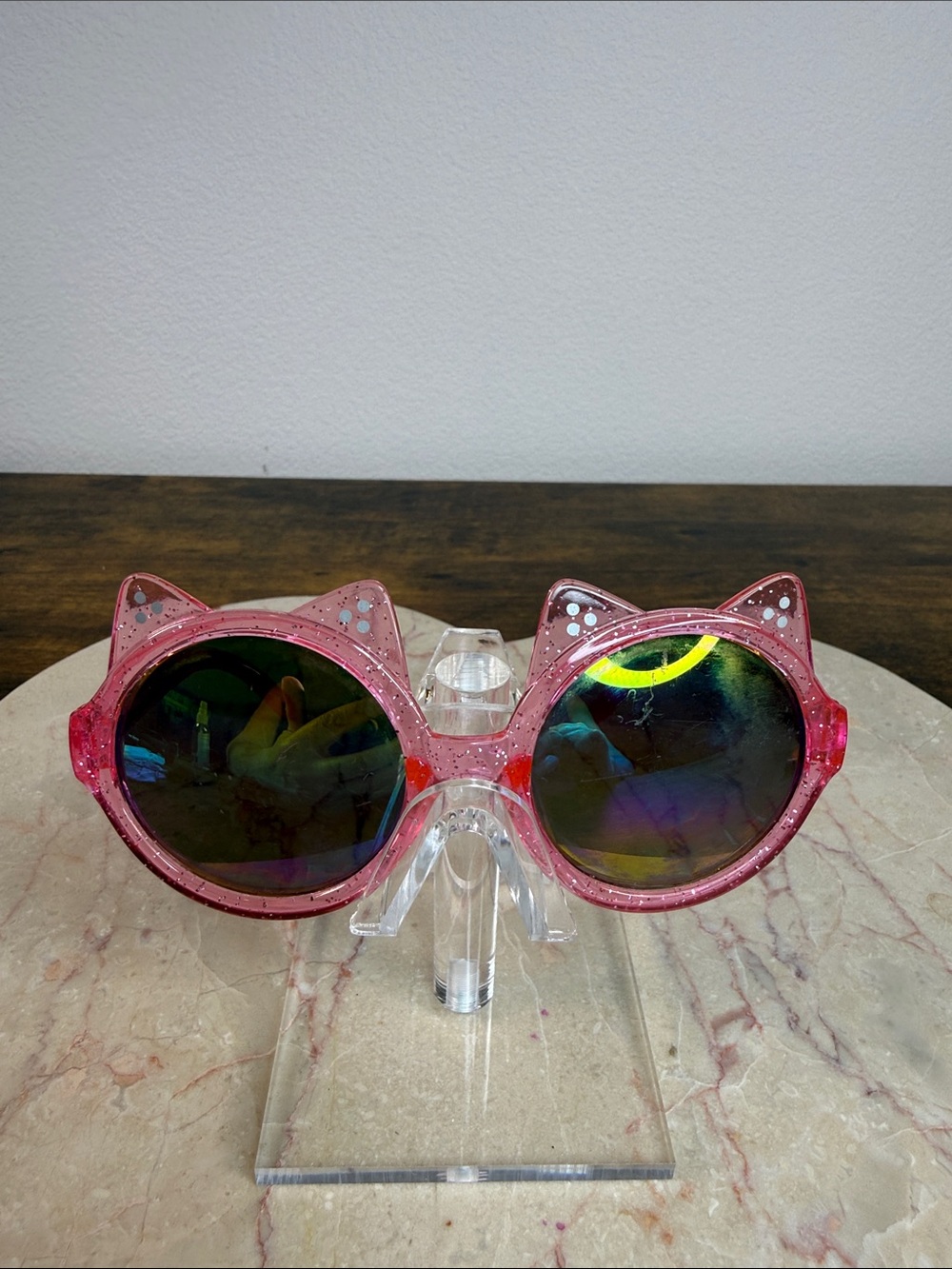Kids Pink Cat-Ear Glitter Sunglasses